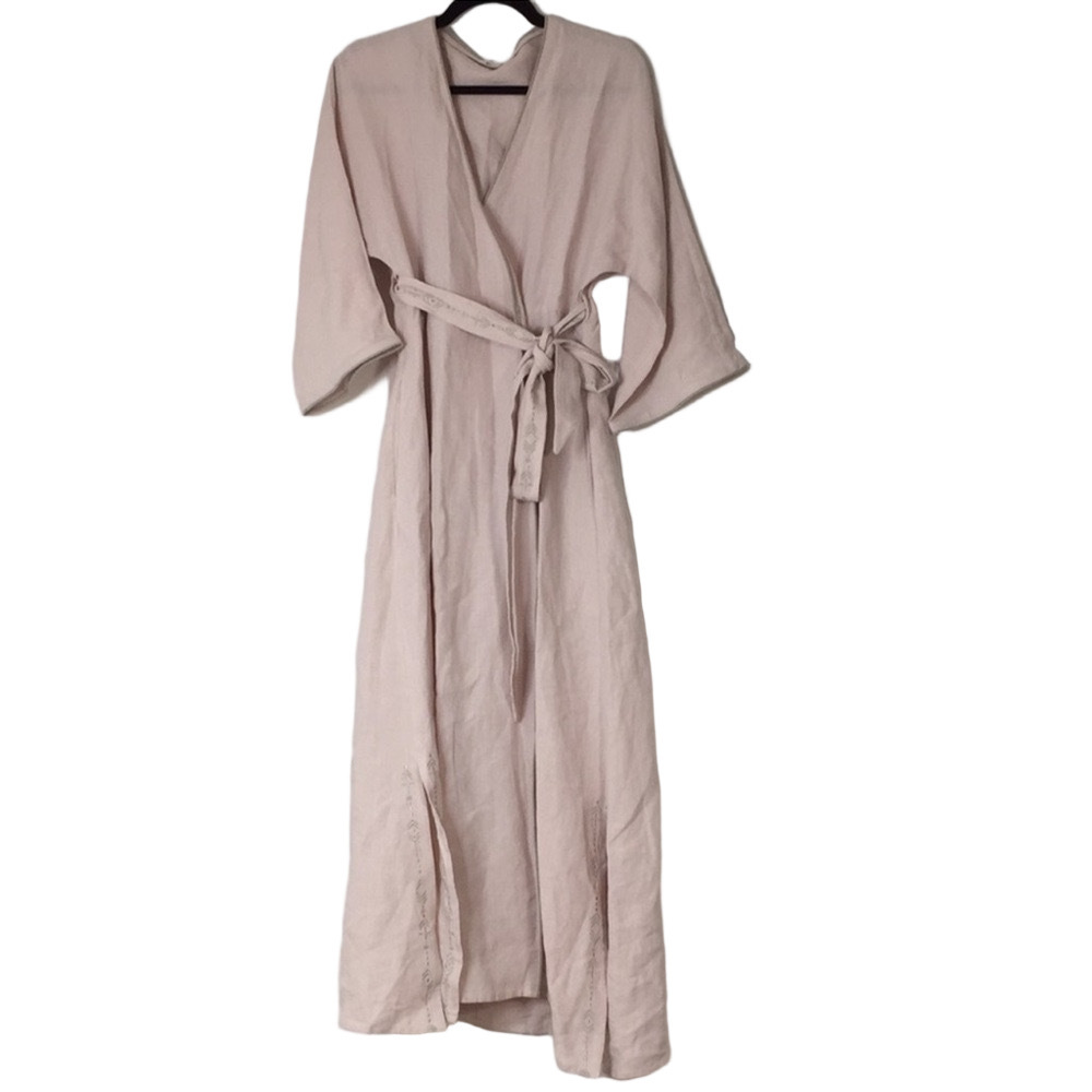 Arkitaip - Soft Pink - Kimono Style Maxi Dress - Small - 100% Masters of Linen - Picture 7 of 15
